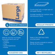 Large Recycled Moving Box 22L x 18W x 18H